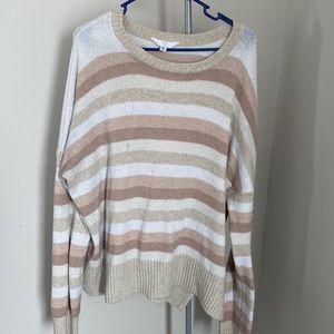 Cozy Sweater, 3X or 22, Tan and Cream, Long Sleeve, Soft Fabric